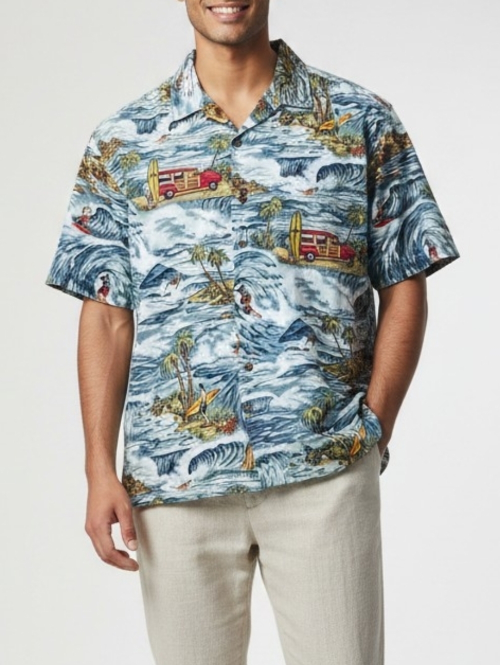Vintage Toes On The Nose Hawii Tropical Surfer Short Sleece Buttoned Shirt